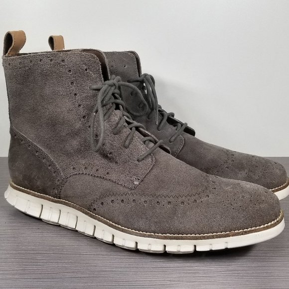 Cole Haan Zerogrand Water Resistant Wingtip Boot, Taupe Suede,  Men's Size 13 M - Picture 1 of 12
